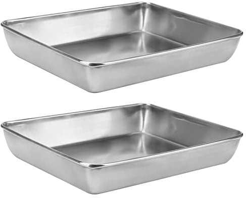 MUKCHAP 2 Pack 36 x 28 x 5.5cm Stainless Steel Baking Trays, 14 x 11 x 2 Inch Rectangle Cookie Baking Sheet Tray, Baking Pans and Tray for Cake, Brownie, Cooking, Bake, Kitchen