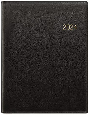Wochenbuch Leder schwarz 2024 1W/2S 21x26,5