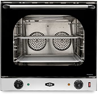 KWS CO-3 Horno de convección comercial, 1600 W, 2 pies cúbicos - 120 V, tostadora de 4 niveles con puerta de cristal, horno eléctrico