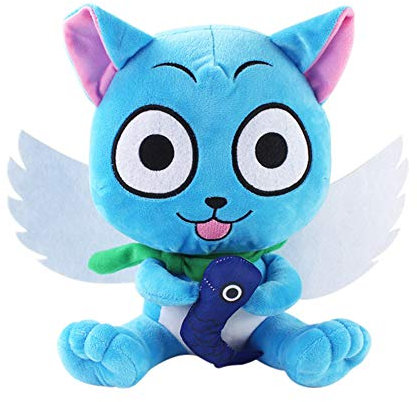 Jiumaocleu Anime Fairy Tail Plüschtier Blau Happy Plüschpuppe Doll Weich Stoffpuppe Plüschtier, Plüsch Dekokissen Plüschtiere, Cartoon Plüsch Spielzeug Geschenke für Kinder