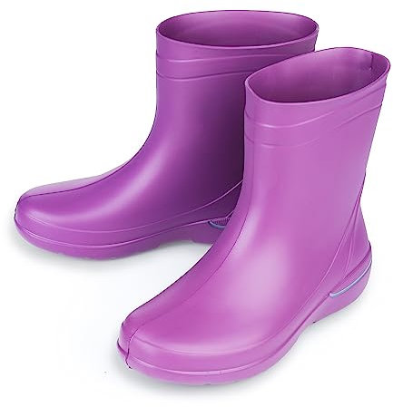 ESTRO Stivali Pioggia Donna Gomma - Stivaletti Pioggia Donna Gomma Galosce Stivali Giardino CR01 (39 EU, Prugna)