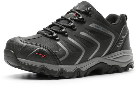 NORTIV 8 Herren wasserdichte Wanderschuhe Low Top Leichte Outdoor Trekking Camping Trail Wanderschuhe,Size 48,Schwarz/Dunkel/Grau,160448_Low-W