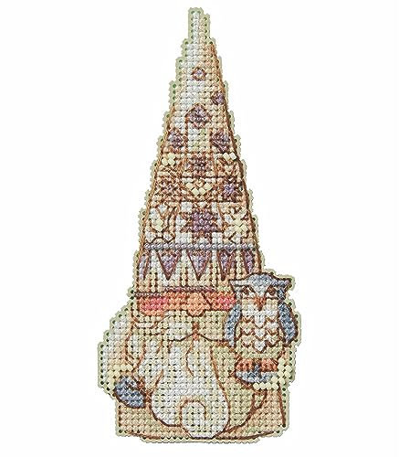 Mill Hill Kreuzstich-Ornament-Set mit Eulen-Wichtel, 2023 Jim Shore Woodland Gnomes JS202313, 5,7 x 12,7 cm, mehrfarbig