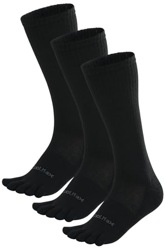 OrrinSports Zehensocken für Männer Frauen Coolmax Crew Socken 3 Paar Laufsocken Athletische Fünf Finger Socken