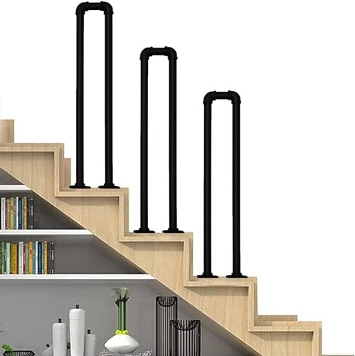 Schmiedeeiserner Handlauf for Betonstufen, Veranda-Stufen, U-förmiges Geländer, industrielle, rustikale, schwarze, rutschfeste Handläufe for Terrasse, Korridor, Garten, Villa, Balkon ( Size : 100cm(3.