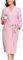 Vlazom Waffle Dressing Gowns Unisex Kimono Robe Cotton Lightweight Bathrobe for All Seasons Spa Hotel Sleepwear Pink, L
