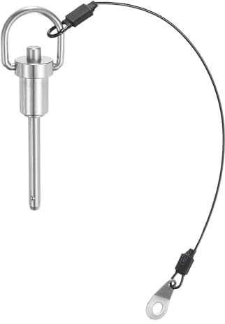 QUARKZMAN 1 Stück Kugelsperrbolzen mit Knopfgriff, 5 mm Stift-Durchmesser, 35 mm Verwendungslänge, Schnellverschlussstift mit Sicherungsseil, Sicherungsstifte 304 Edelstahl