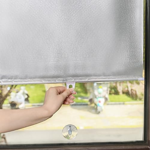 X1NGFU Store de Fenêtre Occultant A Ventouse,Store Enrouleur Occultant Protection Solaire,Rideaux D'intimité sans Perçage,Rideau Pare-Soleil Rétractable,pour Bureau,Largeur X Longueur (45cm x 125cm)