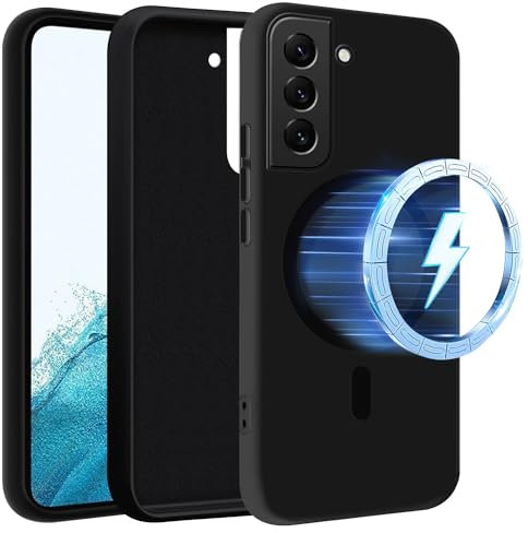 TVVTPU Magnetisch Hülle für Samsung Galaxy S22 Kompatibel mit MagSafe, Hochwertige Flüssig Silikon Handyhülle Weiche Dünn Stoßfest Kratzfest Rundumschutz Case - Schwarz