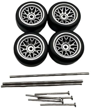 EHJRE 4 Stück RC Autoräder Und Reifen, RC Reifen mit Felge, RC Legierung, Autozubehör, RC Teil für RC Auto Fahrzeug Spielzeugauto Im Maßstab 1:64, Argent C