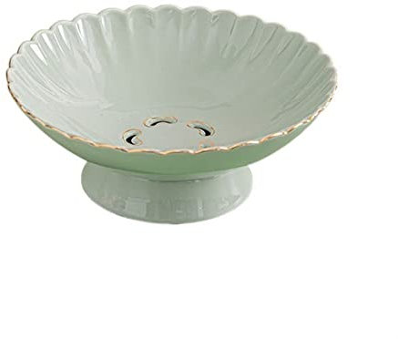 Cesta De Frutas Plato De Frutas De Cerámica con Patas Altas Plato De Refrigerios para El Hogar Frutero Escurrible Bandeja De Almacenamiento De Gran Capacidad Bandeja Plato De Frutas (Color: Verde Cla