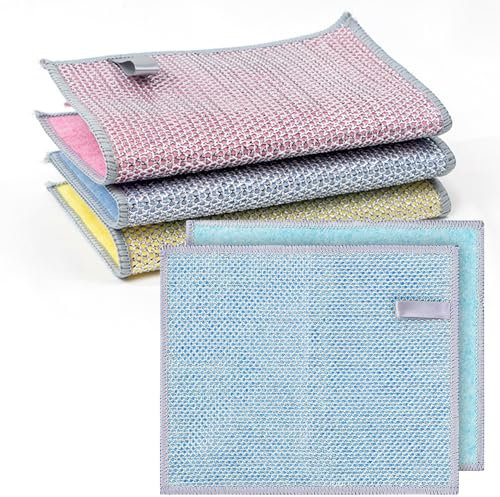 Lot de 3 chiffons de vaisselle en fil métallique pour vaisselle humide et sec, double couche, facile à nettoyer, chiffons multifonctionnels anti-rayures pour vaisselle, éviers, comptoirs, rinçage