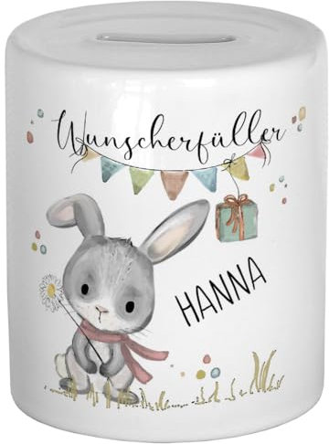 Spardose Kinder Geldgeschenke Verpackung personalisiert Wunscherfüller Sparschwein Baby Geschenk zur Geburt Junge Taufgeschenke Mädchen Sparbox Tiere Geldbox Geburtstag Hase