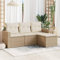 ULUYYUC 4-TLG. Garten-Sofagarnitur, Eckbankgruppe Gästebett Bodensofa Eckbank Geeignet für Garten Balkon Hinterhof Außenbereich mit Kissen Beige Poly Rattan