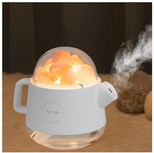Forma de Tetera Humidificador Pequeño, 360ml Humificadores de Humedad, Luces de 7 Colores Humificador para Bebés y Plantas, Hogar,White