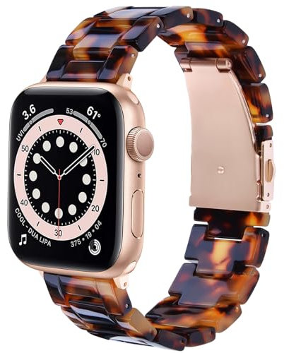 V.R.HOPE Compatible with Apple Watch Straps Women Men, Resin Watch Band Bracelet for 42mm 44mm 45mm 49mm 46mm (Series 10) for iWatch Series 10 9 8 7 6 5 4 3 2 1 SE Ultra 2 1- Tortoise shell