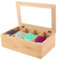 SHUESS Premium Teebox aus Bambus – Hochwertiger Teekasten mit 8 Fächern – Teekiste mit Sichtfenster- Tee Aufbewahrung, Teekasten, Teedose, Teebeutelbox, 32 x 19.8 x 10.4 cm, Natur