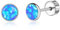 Titan Ohrringe Hypoallergen Damen Herren Mädchen G23 Titan Ohrstecker mit Schraubverschluss Kleine Opal Ohrstecker Blau 3mm