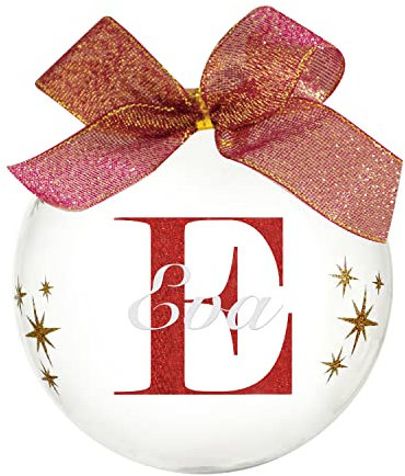 KASANOVA Pallina natale con nome Eva 10 cm trasparente