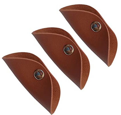 Housoutil 3 Pack Pu Leather Headphone Cable Organizer Metal Snap Fastener Tangle Compact Design Organize Cables for Earphones Computer Mp3 Cords Khaki