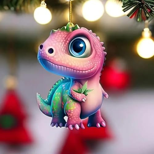 Weihnachtsbaumanhänger Weihnachtsdeko Buchstaben Weihnachten Hängende Cartoon Muster Christbaumschmuck Weihnachtsanhänger Auto Anhänger Weinachtsdekoratione für Kinder Freunde 2D (Dinosauri)