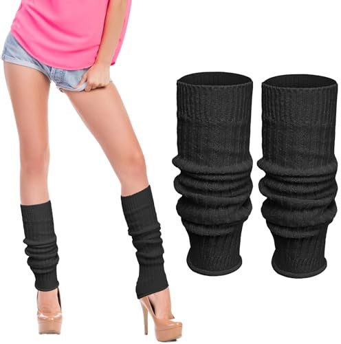 GOZINA Warme Leg Warmers, Stulpen für Damen, Elastische Beinstulpen Damen, Stulpen Damen Schwarz