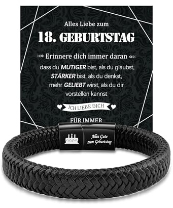 MANVEN Geburtstag Männer Junge Geschenk für Sohn Bruder Freund Papa Neffen | 16. 18. 30. 40. 50. 60. Geburtstag Lederarmband Herren für Enkel Ehemann Opa Kollegen
