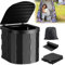 PLABNK Toilet for Camping- Portable, Folding Toilet with Lid, U-shaped Opening Design, Hold Up to 200 Kg, No Assembly Required, Simple to Use, With 2 Handles, for Travel/Camping/Boat,Black