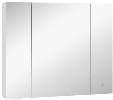 HOMCOM Armoire de Toilette Moderne avec Miroir et éclairage LED, 90x15x75 cm Blanc