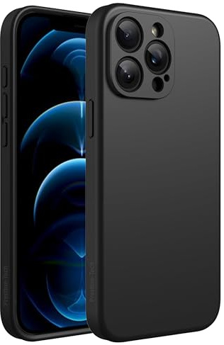 Pristine-Tech Compatible with iPhone 12 Pro Case, Slim Liquid Silicone Full Covered Soft Gel Rubber Case Cover with Microfiber Lining 6.1 inch-Black