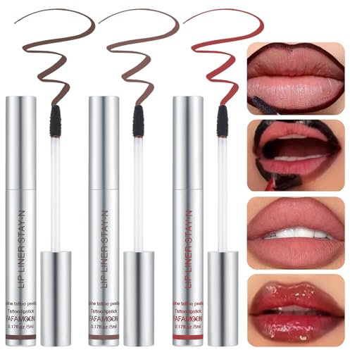 Peel off Lip Liner Stain - 3PCS Lip Tint Stain Peel off, Lip Tint Stain with Matte Finish, Long Lasting Lip Stain Liner Set Highly Pigmented Stick and Stay Peel off Lip Stain (Set B, 30g)