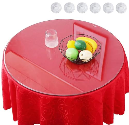 Table ronde en verre trempé de 100 cm avec bords lisses, résistante à la chaleur, imperméable, facile à nettoyer, dessus de meubles de jardin (680 mm)
