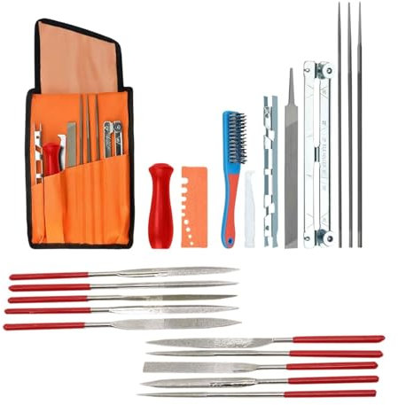 20 piezas Kit afilador de cadenas para motosierra,Limas de diamante galvanizadas 3 * 140, para afilar cadenas de sierra, juegos de herramientas, herramientas de afilado