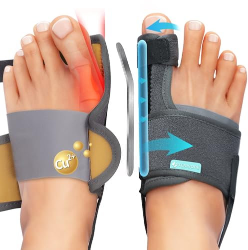 TENICORE 1 Pair Bunion Corrector Big Toe Straightener - Adjustable Bunion Splint with 2 Angle Bar, Bunion Toe Separator with Double Non-slip Strap for Day Night Support - for Women & Men