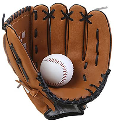 Wakects Jugendbaseballhandschuh, Baseball -Übungshandschuhe, PU Leder Linke Handhandschuh mit Weichem Flusengelenk, Tiefe Tasche, Verstärkte Stiche