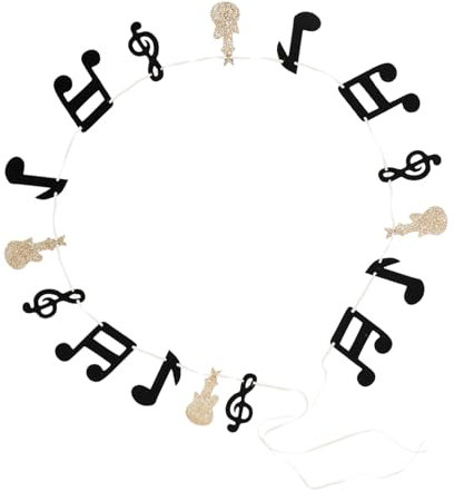 Artibetter Musiknoten Dekorationsbanner Satz Glänzendes Partybanner Mit Gitarrenmotiv Musikalisches Fotohintergrund Dekor Für Musik Mottopartys Und Geburtstagsfeiern