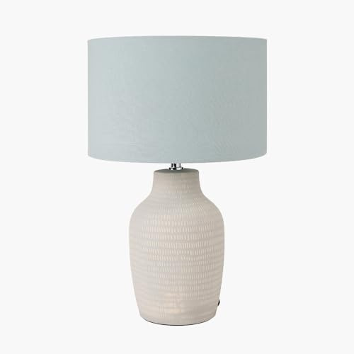 Pacific Lifestyle Blue Ceramic Table Lamp | Duck Egg and Grey Standard Table Lamps for Living Room | Blue and White Ceramic Bedside Lamp (Tall)
