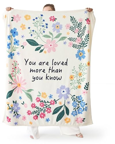 Bedsure Fleece Flower Throw Blanket - Thinking of You Gifts, Birthday Gifts for Friends, Soft Cozy Throws for Bed Single Size, Ivory, 130x150cm