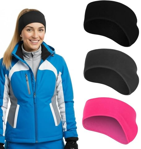 Aobesky 3 PCS Winter Headbands, Fleece Ear Warmer for Women Sports | Non-slip Stretchy Fit for Running, Yoga, Skiing & Cycling, Moisture-wicking, Comfortable All-Day Wear, Full Cover Ear Muffs