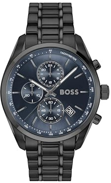BOSS Chronographen-Quarzuhr mit Kalender für Herren Kollektion Grand Prix 44 mit Edelstahl- oder Lederarmband