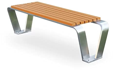 ENGENDER Gartenbank Outdoor-Gartenbank, Pastoraler Edelstahl-Langstuhl, Outdoor-Kunststoff-Holz-Landschaft, Open-Air-Hocker, Outdoor-Holzsitz(B)