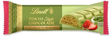 Lindt Schokolade | TOKYO STYLE Strawberry-Matcha, 40g Riegel, Schokoriegel | Weiße Schokolade, Chamei Minami Matcha, Erdbeer, gerösteter Genmai, Premiumschokolade, Schokoladenriegel, für unterwegs