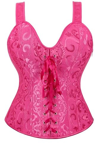 SNDISNV Print Dot Lace Corset Top Spaghetti Strap Bustiers Red Pink Zipper For Women, Bustier Shapewear Lingerie