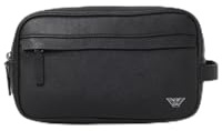 Emporio Armani Logo Zip Rasierer Tasche Herren TRAGETASCHE Y4R546 Y138E 81072, SCHWARZ, Einheitsgröße