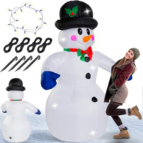 MONZANA® Aufblasbarer Schneemann XXL 240cm LED Beleuchtet Befestigungsmaterial IP44 Außen Witterungsbeständig Weihnachtsdeko Weihnachtsfigur Christmas