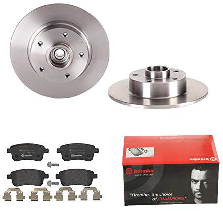 2 Bremsscheiben Voll 260 mm + Bremsbeläge Hinten von Brembo (1420-54388) Bremsensatz Bremsanlage Bremsen-Kit,Bremsenset, Bremsscheiben, Bremsbeläge, Bremsen-Set, Beläge, Bremsbelag, Bremsbelagsatz,