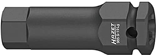HAZET Kraft-Schraubendreher-Steckschlüsseleinsatz 985S-19LG, SW 19 mm | 1/2 Zoll (12,5 mm) Vierkant hohl, 24 mm Außen-Sechskant, Antrieb 1/2 Zoll (12,5 mm) Vierkant hohl, 24 mm Außen-Sechskant
