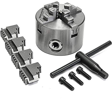 WEXON Präzisions 4 Backenfutter Ø 125 mm für Drehmaschine mit M10x1.5 Gewinde, Metall, Vierbacken Spannfutter, Handbetätigt, inkl. Chuck Key
