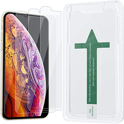XeloTech 3X Schutzglas für iPhone 11 PRO MAX & XS MAX - Mit Schablone für perfekte Positionierung - Schutzfolie kompatibel mit Handy-Hülle - Displayschutzfolie aus 9H Glas