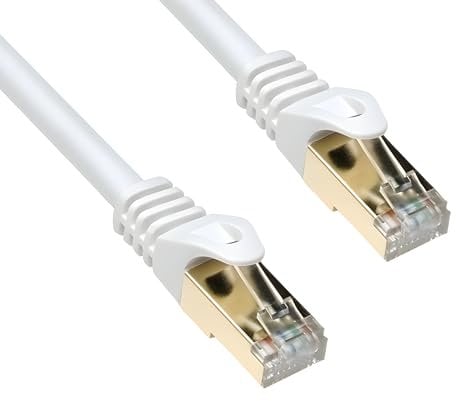 DINIC Cat.7 Premium Patchkabel 10 Gb LAN Kabel, Netzwerk-Kabel S/FTP Kupfer, LSZH Ethernet (Weiß, 3,00m)